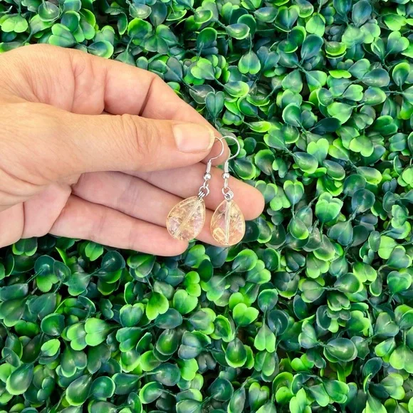 Golden Rutile Earrings || Handmade - Picture 2 of 3